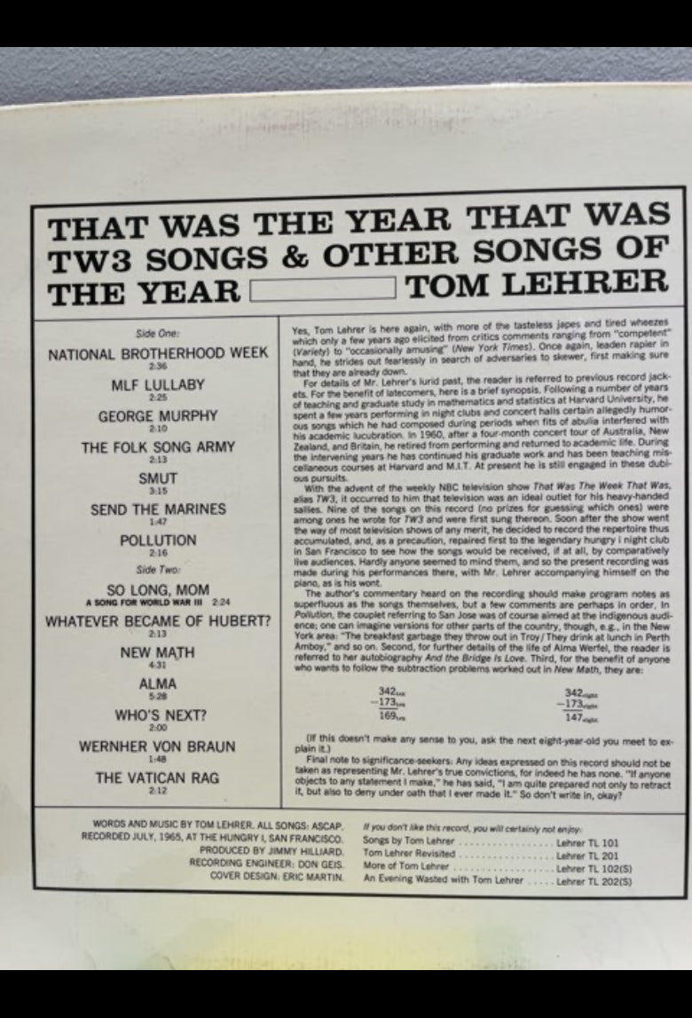 LP - Tom Lehrer - That was the year that was